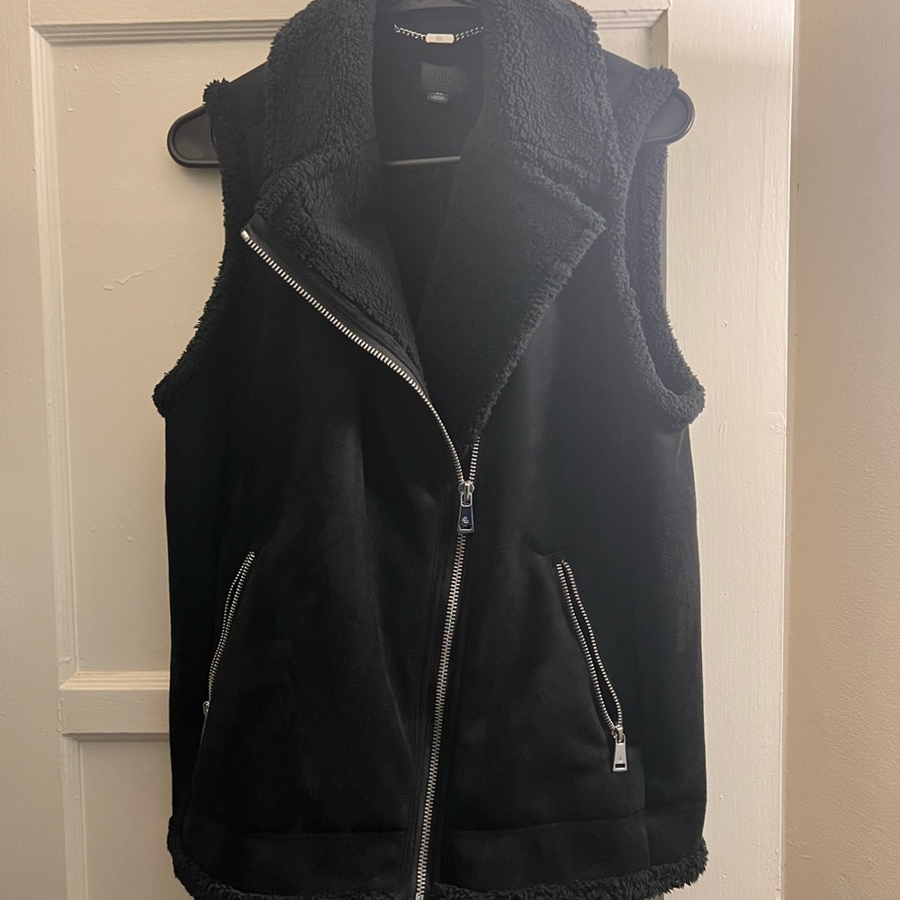 Ralph Lauren black sherpa moto Vest